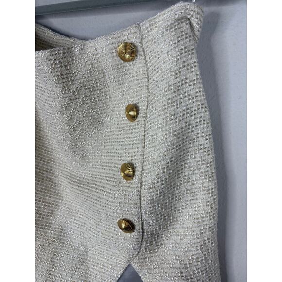 Nookie Queen Luxe Mini Skirt Button Detail Sexy Party Cocktail Quiet Luxury M - Picture 5 of 12